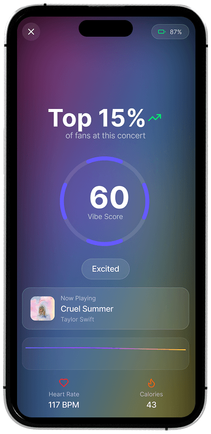 Live Vibe Tracking app screen 1