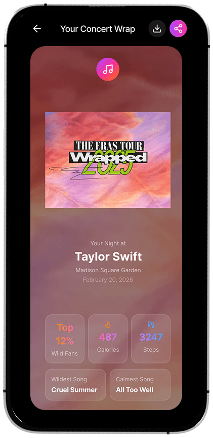 Concert Wrap with Social Media Sharing app screen 1